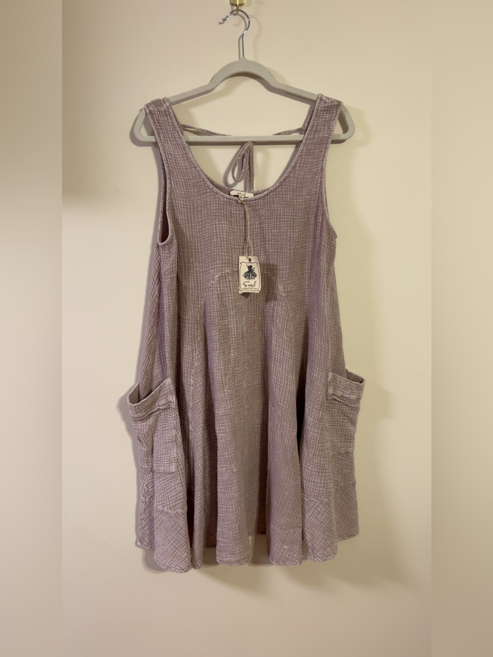 easel Mauve-Taupe Textured Sleeveless Pocket Dress